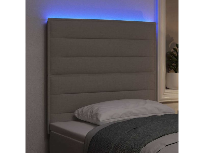  Tête de lit | panneau de tête de lit led avec bandes led taupe 100 cm tissu  - Conforama E