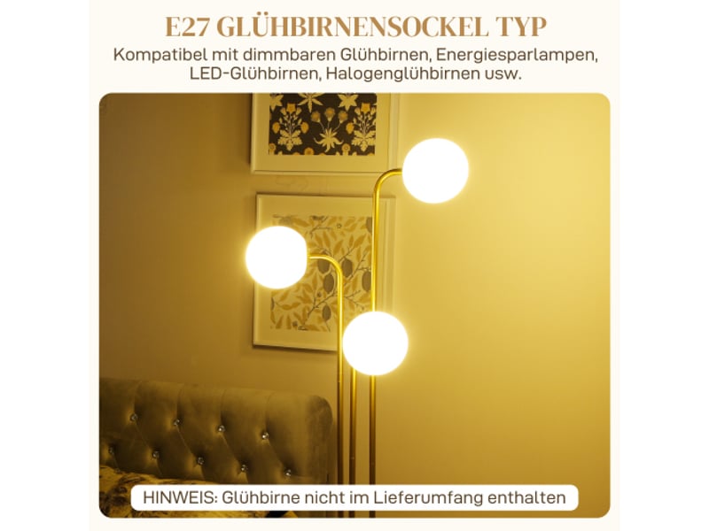  Lampadaire 120 w à abat-jour orientables, métal doré, h165 cm, interrupteur au pied, lampe de lecture  - Conforama D