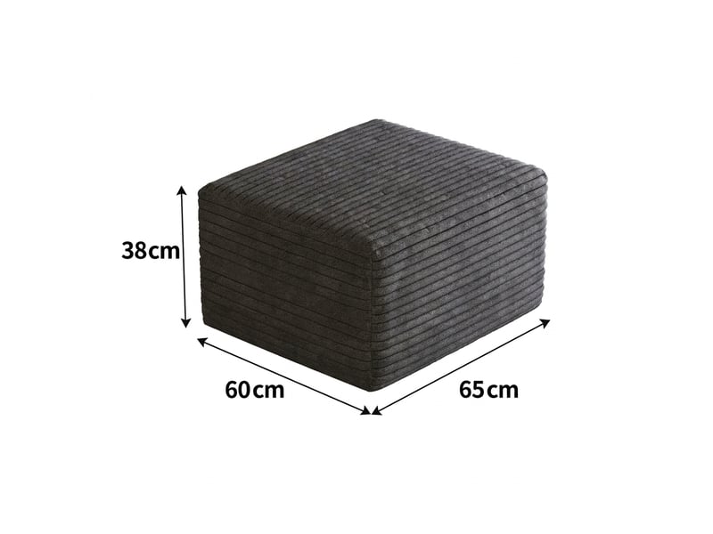 Pouf gris foncé en velours côtelé, rembourrage en mousse, 65 x 60 x 38 cm  - Conforama C