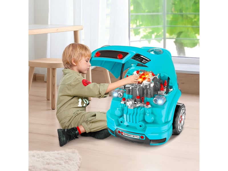  Camion mécano 2 en 1 jouet bricolage enfant jeu d'imitation mécanicien nombreux qccessoires total de 61 pièces bleu  - Conforama B