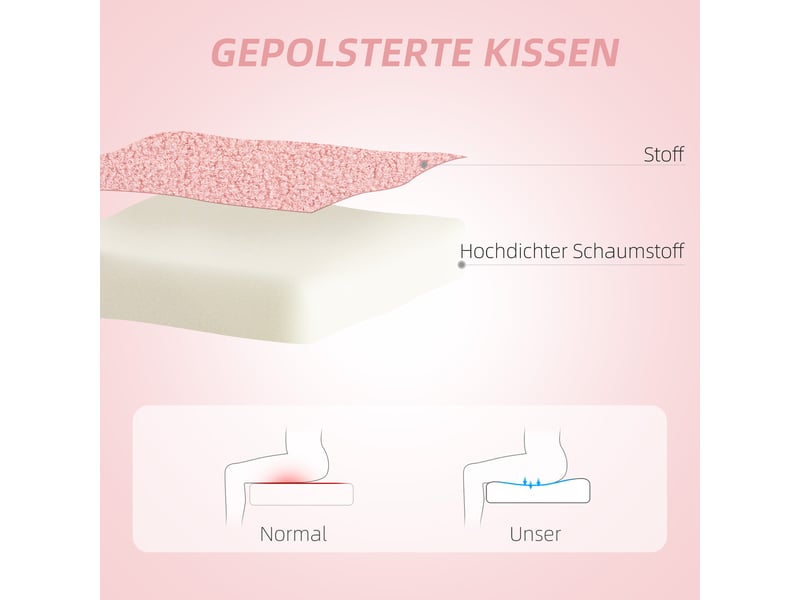  Chaise de bureau pivotante réglable en hauteur - lpospi - dossier cœur, sans accoudoirs, polyester rose 45 × 56 × 78-88 cm  - Conforama E