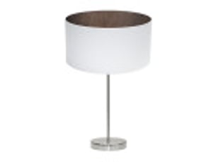 Fabrilamp tatiana grande lampe à poser nickelé blanc rouille, abat-jour textile finition bois, 1 x e27, 63 cm