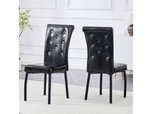 Lot de 2 chaises de salle à manger,61,5x42x101 cm,style vintage,pvc,noir