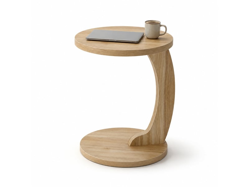  Table d’appoint ronde en c – mdf mélaminé chêne clair – ø 38 x h 55 cm  - Conforama A