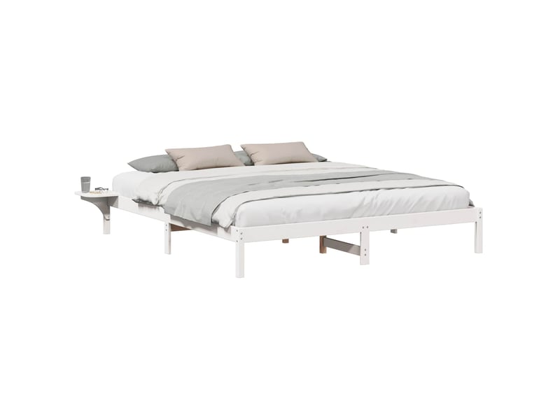  Lit double- lit adulte -  cadre de lit blanc 200 x 200 cm pin massif  - Conforama A