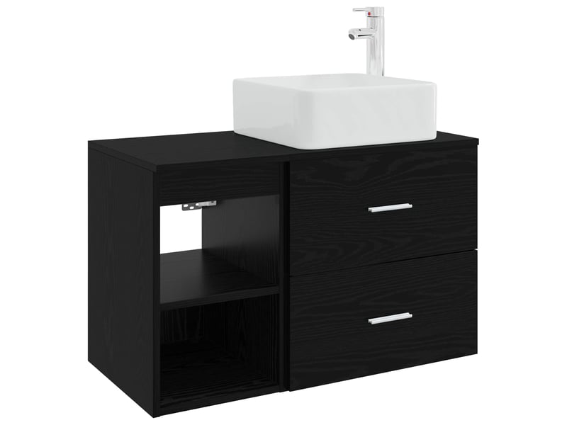 Ensemble de mobilier de salle de bain 2 pcs chêne noir shl8078 - Conforama A