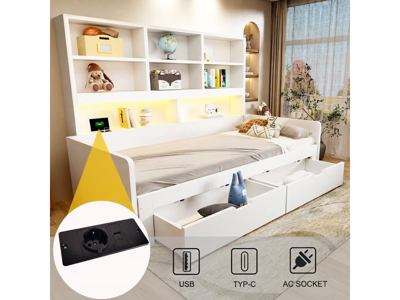 Lit jeune, 180x200 cm, blanc cao-LDF00665AAK-conf-NEW - Conforama W
