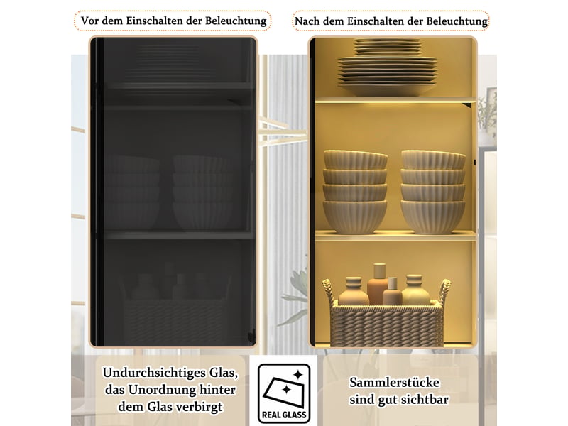  Vitrine led blanche 140x40x160 cm, bibliothèque avec portes en verre et tiroirs, éclairage multicolore, meuble de rangement  - Conforama W