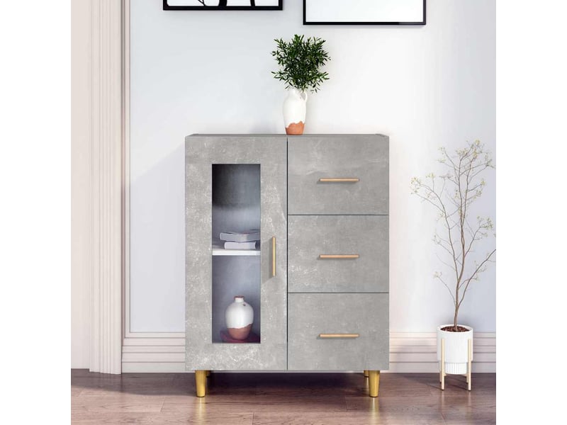  Buffet - bahut - meuble de rangement gris béton 69,5x34x90 cm bois d'ingénierie  - Conforama B