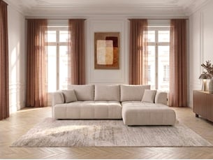 Canapé droit convertible <strong>BOBOCHIC</strong> <strong>CLOVIS</strong> 3 places Tissu beige