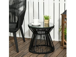 Table de jardin ronde 40x40x42 cm style bohème noir