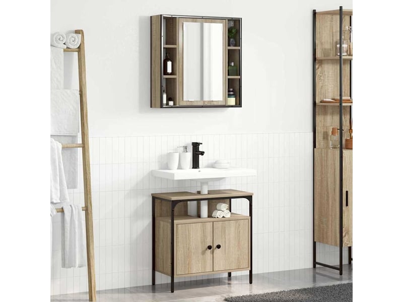 Ensemble de mobilier de salle de bain 2 pièces marron cf64233 - Conforama D