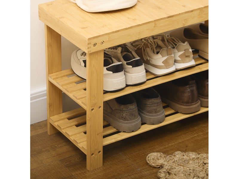  Banc à chaussures 70x28x45 cm 3 niveaux naturel  - Conforama D