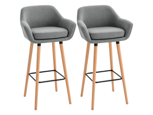 Tabourets de bar design scandinave - lot de 2 tabourets de bar grand confort avec gris repose-pieds foncé