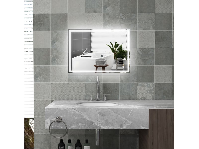  Miroir de salle de bains led 50x70x4 cm tactile argenté  - Conforama B