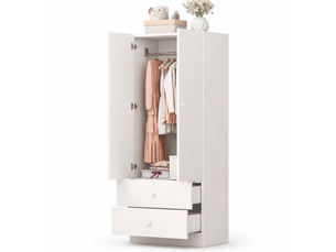 Armoire modenvie avec penderie et 2 tiroirs 70 x 40 x 170 cm blanche en mdf