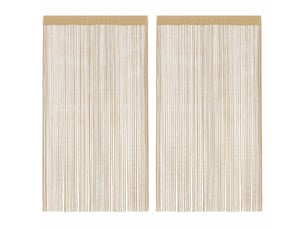 Lot de 2 rideaux en fils, rideau de porte 100 x 250 cm beige cf43836