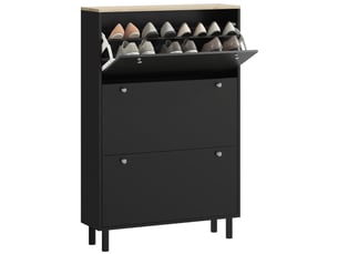Meuble à chaussures 24 paires, armoire à chaussures étroite avec 3 tiroirs rabattables, étagères réglables, noir