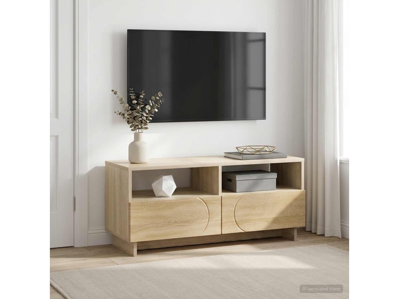  Meuble tv moderne, banc tv 90x34,5x40 cm chêne sonoma bois d'ingénierie shl49068  - Conforama B