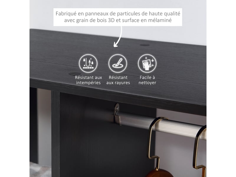  Armoire penderie armoire de rangement mobile panneaux de noir particules  - Conforama R