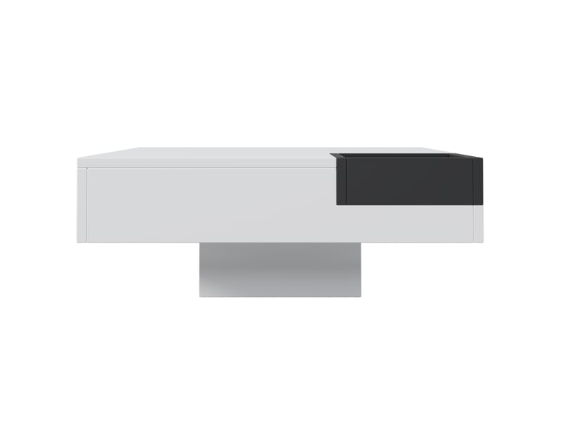 Table basse contemporaine 72×72 cm – blanc et noir, surface brillante, boîte de rangement amovible et led - Conforama A
