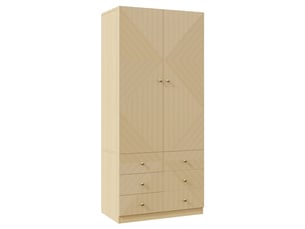 Armoire 2 porte(s) battante 6 tiroir(s) <strong>BGSRYAO</strong> <strong></strong> coloris bois clair largeur 90 cm
