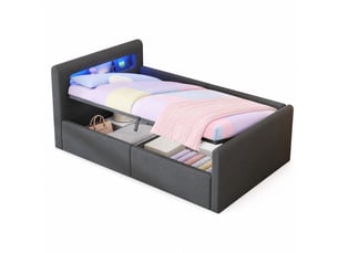 Lit coffre 90x200 cm    coloris gris