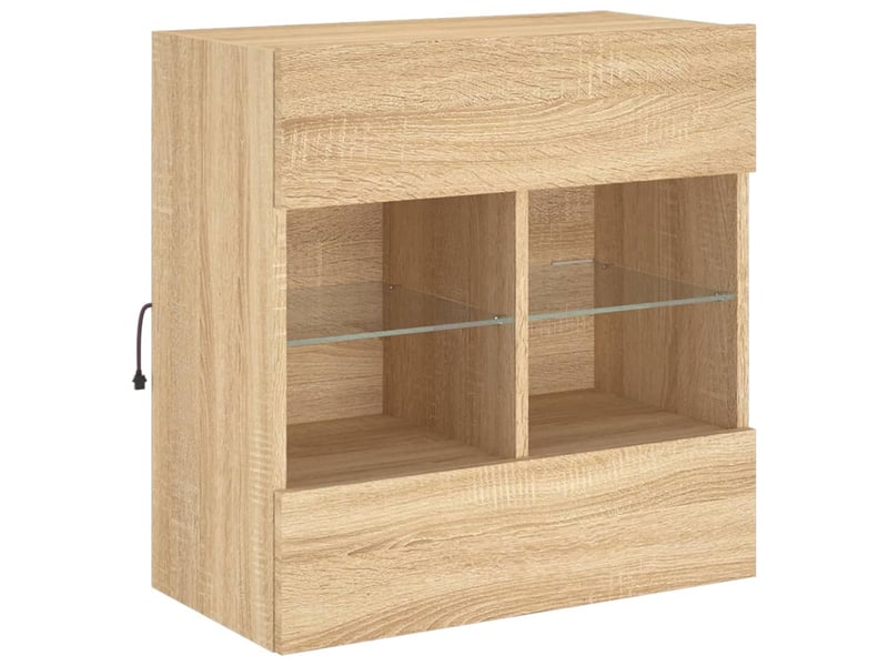  Meuble tv - banc tv - meuble de rangement mural avec lumières led chêne sonoma 58,5x30x60,5 cm  - Conforama E