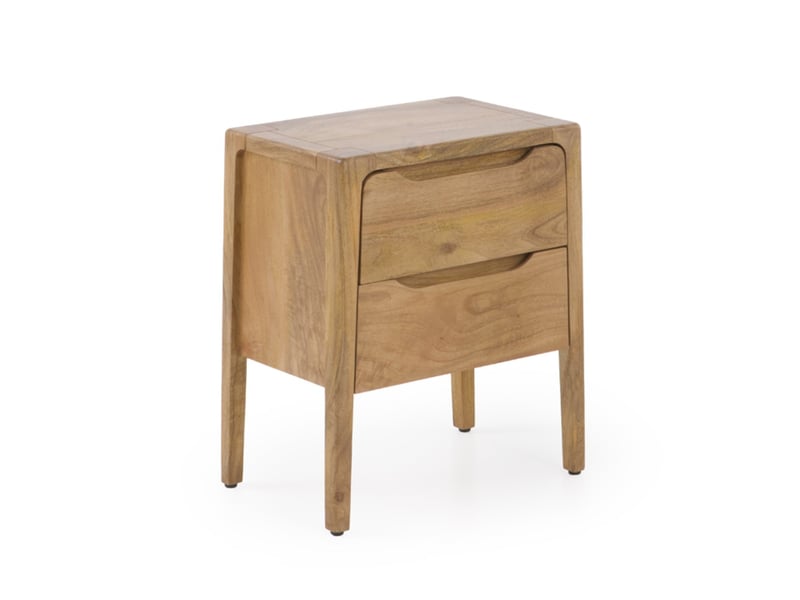  Table de chevet à 2 tiroirs en bois massif de manguier  - Conforama C