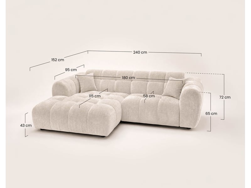  Mini ray - canapé d'angle gauche 4 places en tissu texturé - best mobilier - bleu MINI RAY - Conforama C