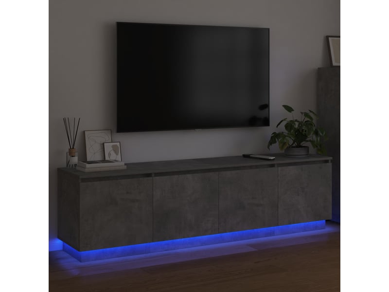 Meuble tv - banc tv - meuble de rangement 180 x 38 x 49 cm gris béton bois d'ingénierie - Conforama E