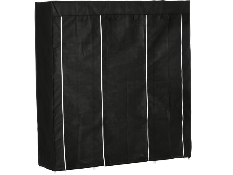  Armoire en tissu 150x43x162,5 cm avec 1 tringle et 10 compartiments métal noir  - Conforama A