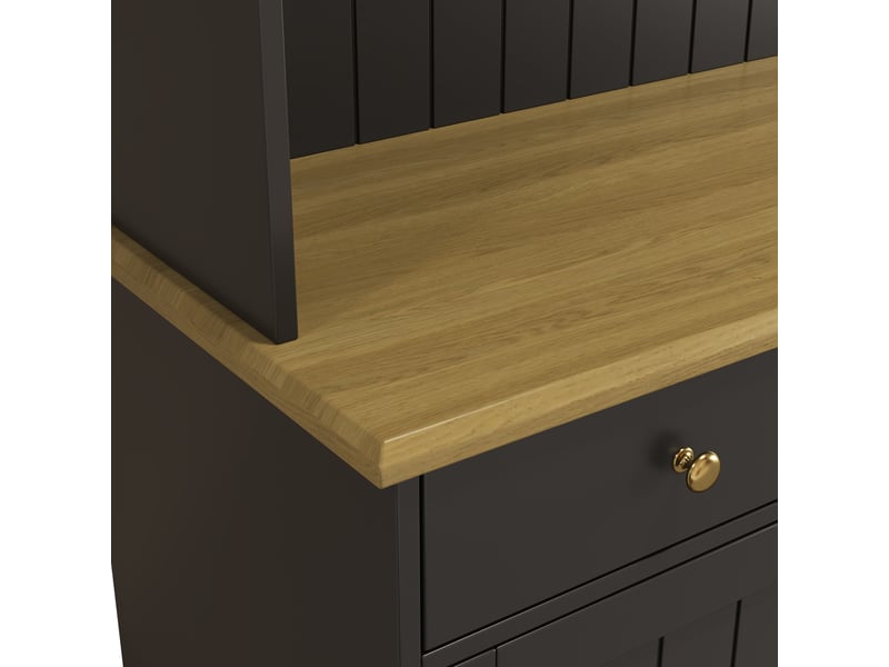  Buffet haut noir avec portes vitrées et prises 120 x 40 x 191 cm Fay Lum - Conforama R
