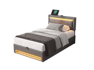 Lit coffre 90x190 cm HAVRYA   coloris gris