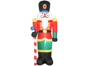 Soldat casse-noisette gonflable de noël 245 cm avec lumières led et sceptre, intérieur et extérieur, multicolore
