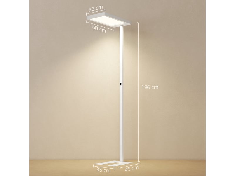  Lampadaire sur pied salon led dimmable spectre complet pour le soin des yeux télécommande blanc 60 x 32 x 196 cm  - Conforama C
