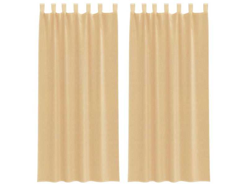  Lot de 2 rideaux en voile, voilages avec passe-tringles sable cf44493  - Conforama A