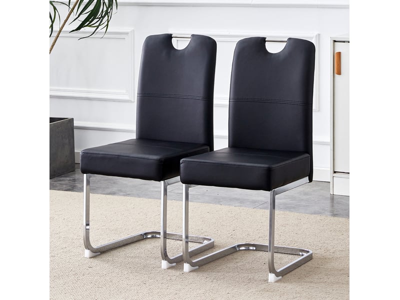  Chaise de salle à manger 87x47x51 cm – noire – lot de 2 – assise à ressorts et design ergonomique  - Conforama E