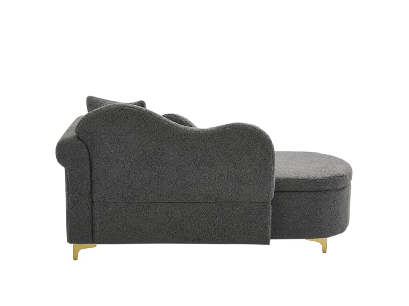 Méridienne moderne de 134 cm avec rangement sous l'assise, tissu effet peau lainée, dossier ondulé et coussins inclus - Conforama D