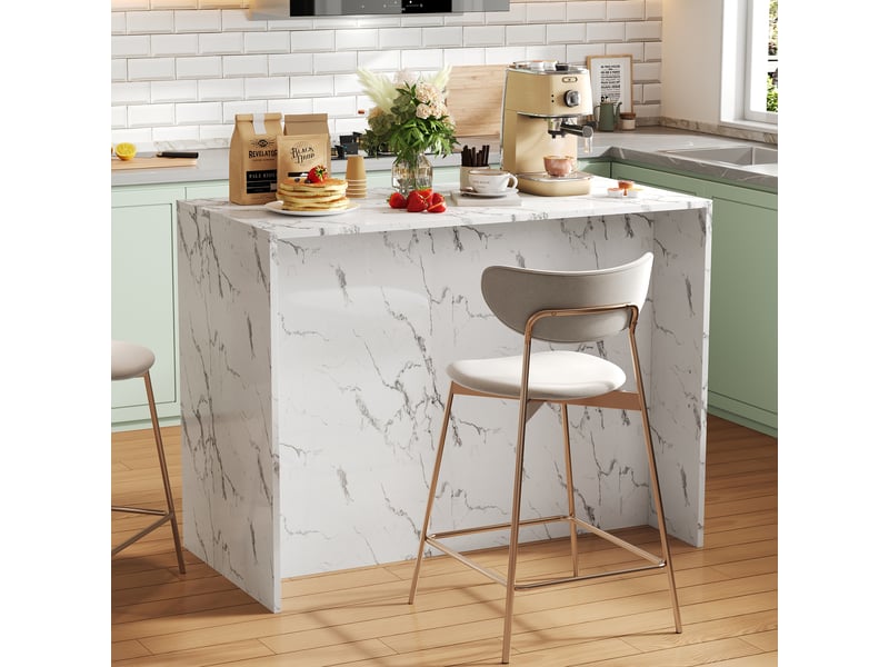  Ilot de cuisine 3 portes 3 tiroirs coloris blanc Îlot de cuisine blanc - Conforama D
