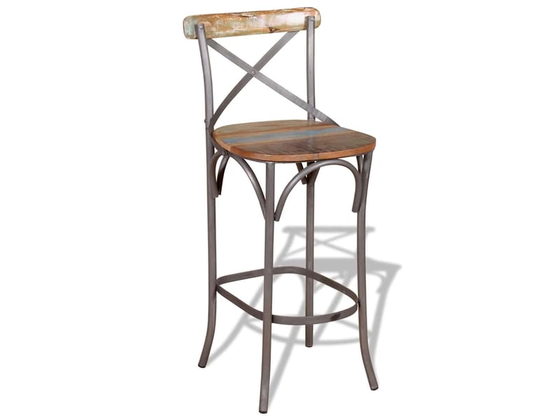  Tabouret de bar, chaise de bar bois de récupération massif  - Conforama C