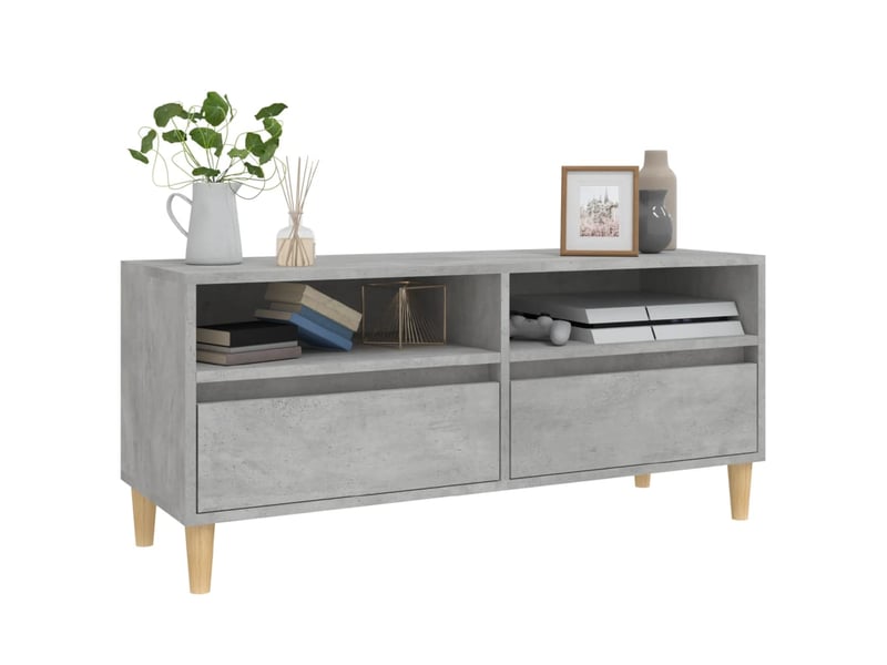  Meuble tv - banc tv - meuble de rangement gris béton 100x34,5x44,5 cm bois d'ingénierie  - Conforama D