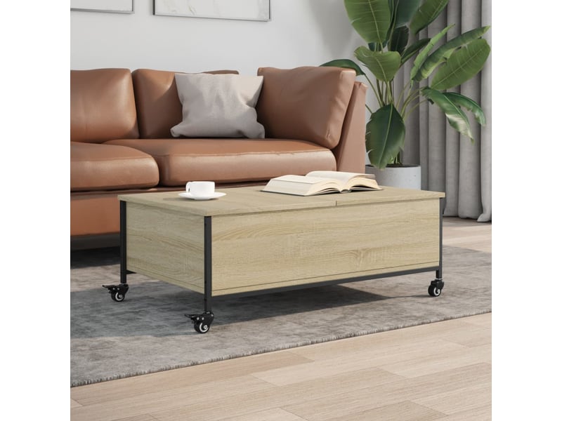  Table basse | table d'appoint salon avec roulettes chêne sonoma bois d'ingénierie  - Conforama B