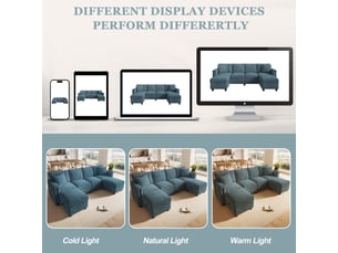 Canapé modulable en u 4 places bleu avec rangement