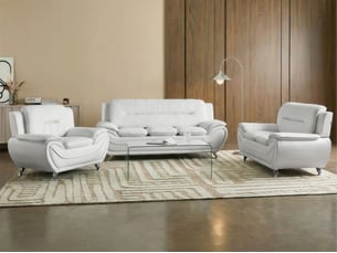 Ensemble de salon 6 places leira cuir pu blanc