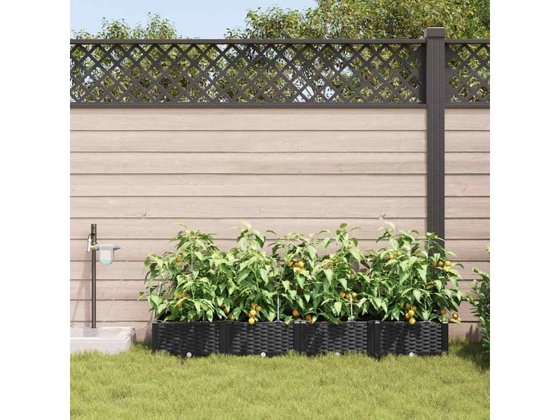  Jardinière - cache-pot de jardin 4 pcs noir 160 x 40 x 22 cm pp  - Conforama C
