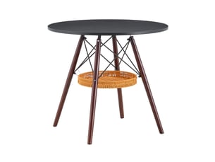 Table à manger ronde,80x80x71,5 cm,avec rangement,mdf,noir et bois noyer