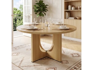 Table à manger ronde 120 cm - 4 à 6 personnes - style scandinave - chêne -| sans chaise