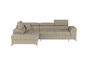 Canapé d'angle gauche fixe MEUBLORAMA 4 places Polyester beige avec coffre de rangement