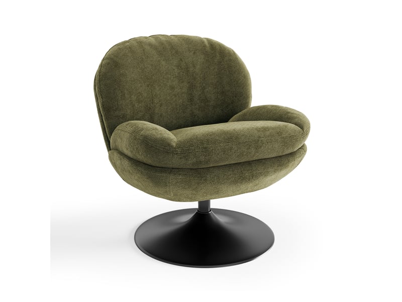  Fauteuil pivotant en velours bouclé vert vintage aspen APF25VBVV - Conforama A